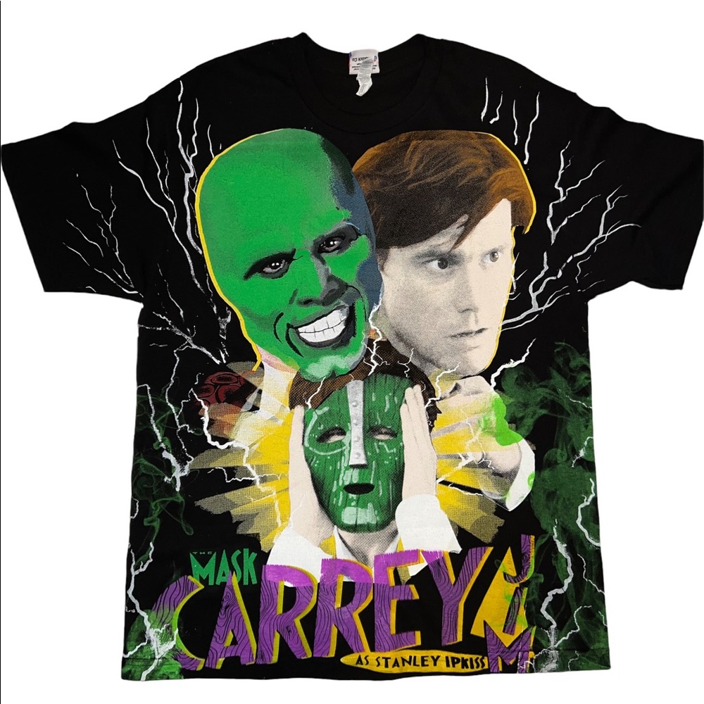 New Backstock Co The Mask T Shirt Bootleg Rap Tee Jim Carrey All Over Print L